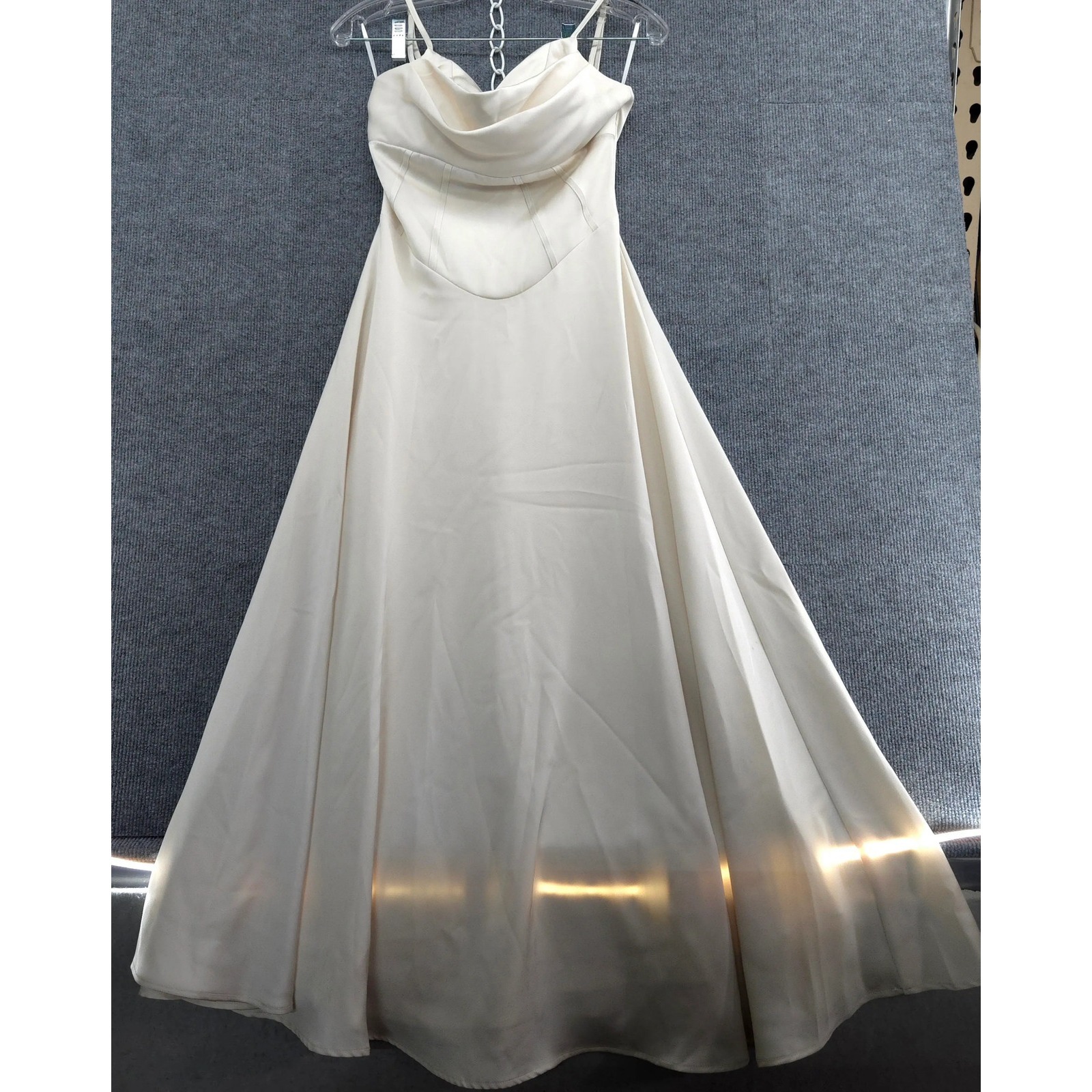 Timeless Collection Cream Formal Gown Dress Cowl Neck Corset Bodice Small Lined